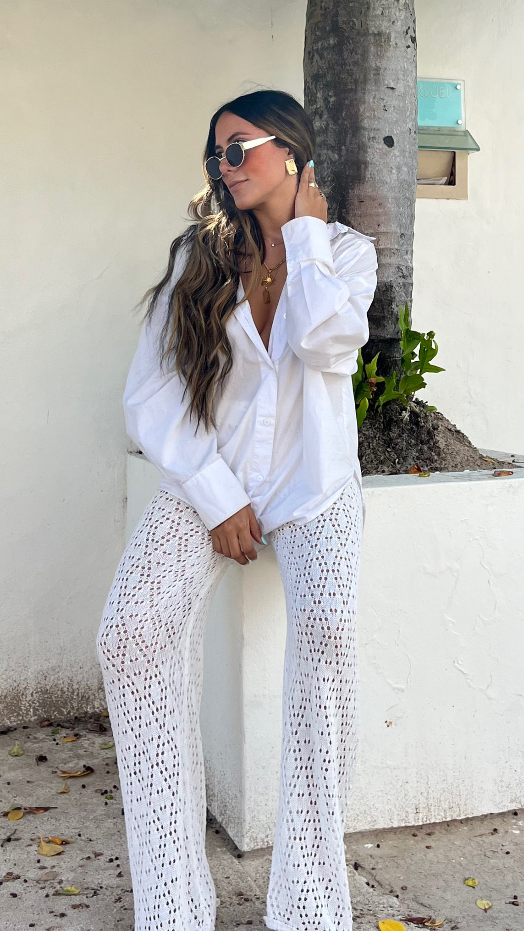 White Crochet Pants