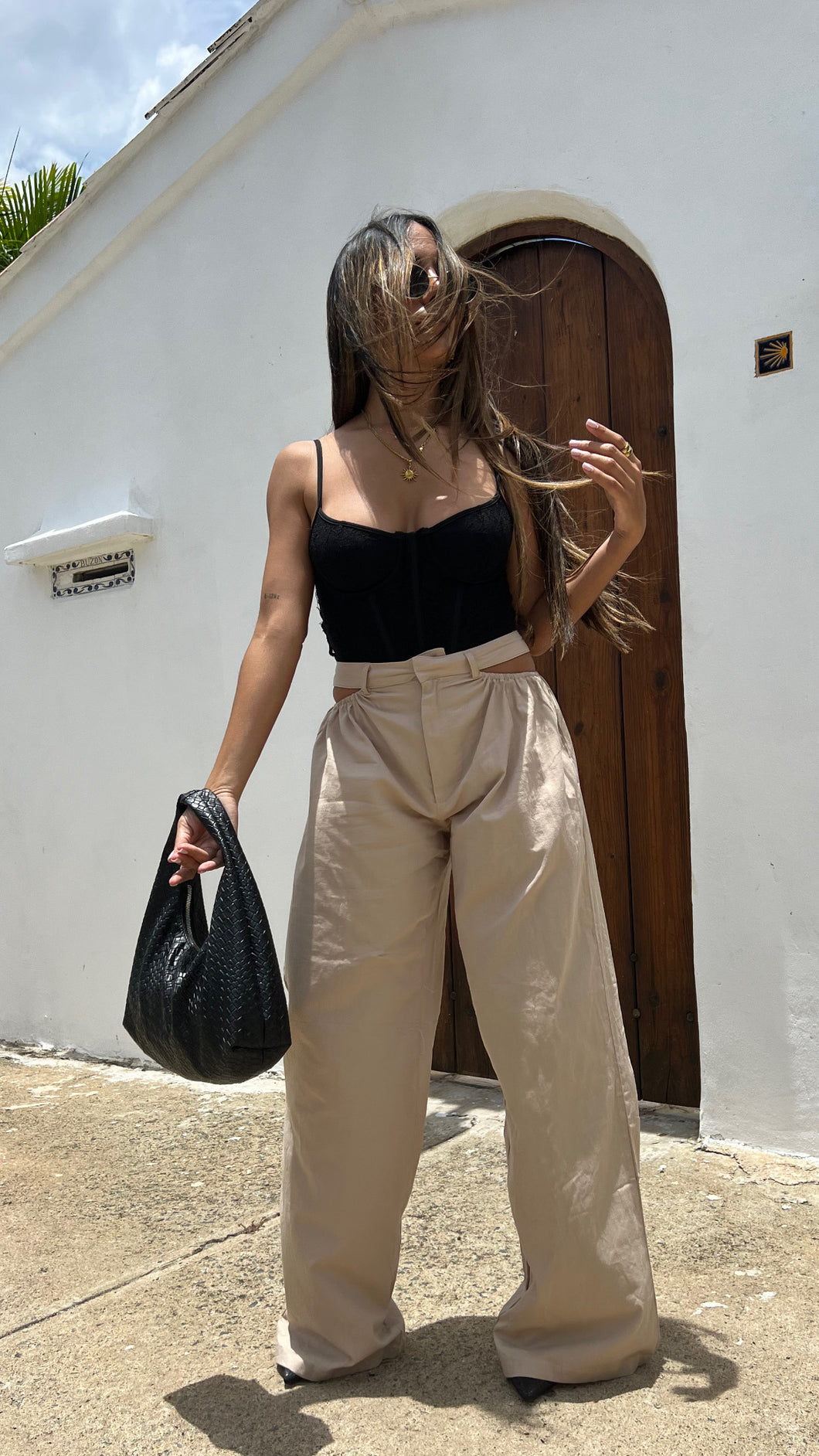 Cutout Pants Cream