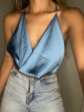 Load image into Gallery viewer, Blue Satin Top
