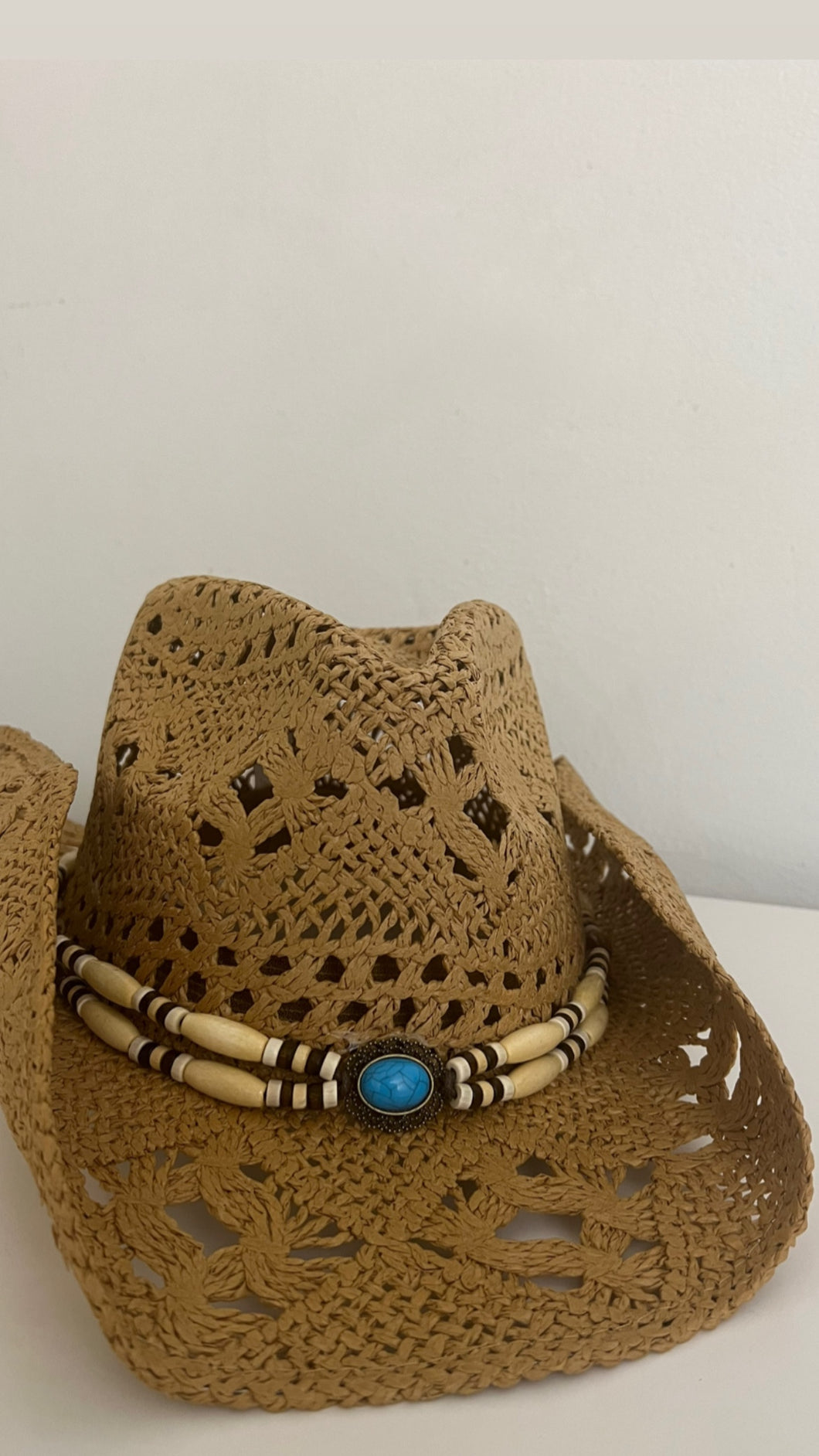 Beaded Tan Cowgirl Hat